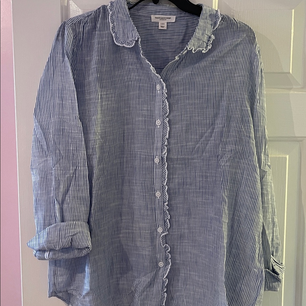 Beachlunchlounge Blue and White Striped Shirt